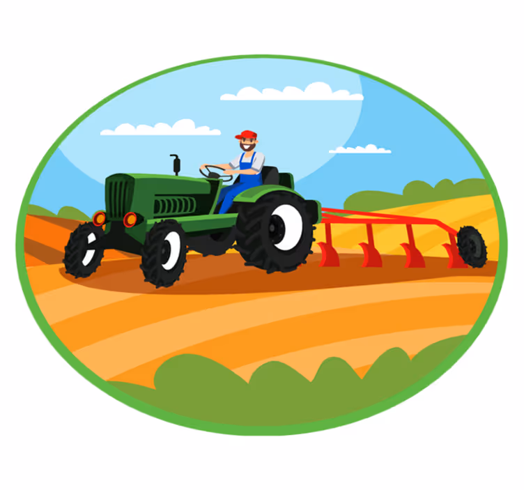 Farming Tractor Scene kids carpet - TenStickers