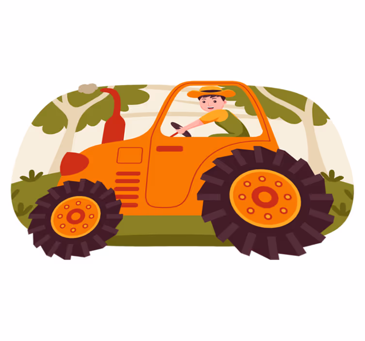 Playful Tractor Imagery kids carpet - TenStickers