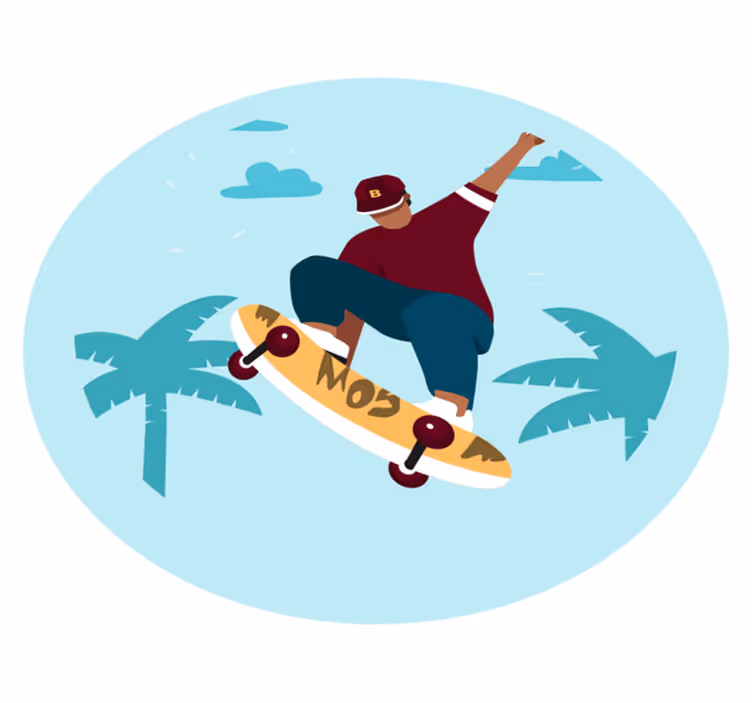 Skateboarding Illustration teenage bedroom rug - TenStickers
