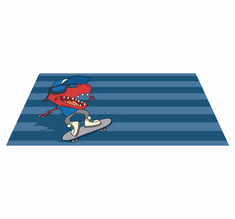 Dinosaur on skateboard animal rug - TenStickers