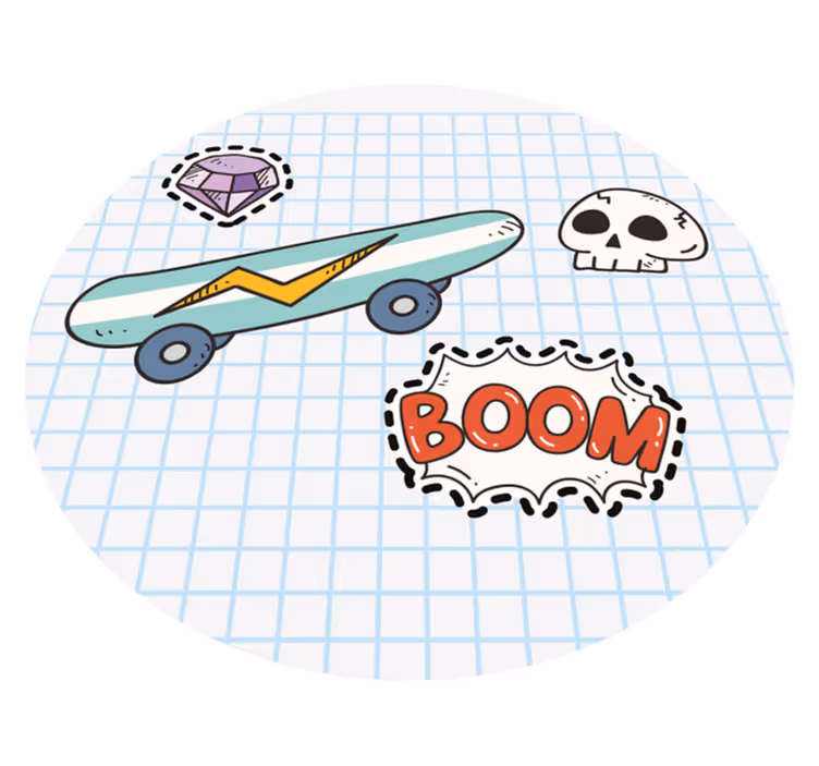 Skateboard Comic Illustration kids rug - TenStickers