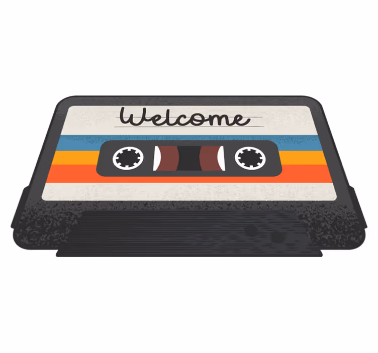 Cassette Welcome Design quote rug - TenStickers
