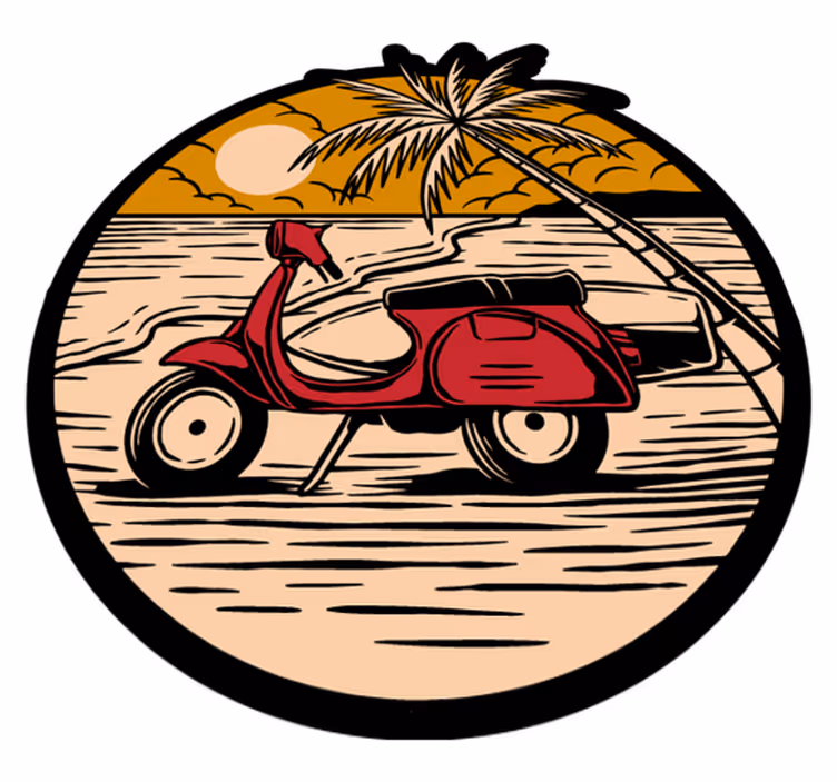 Tropical Scooter Scene kids rug - TenStickers