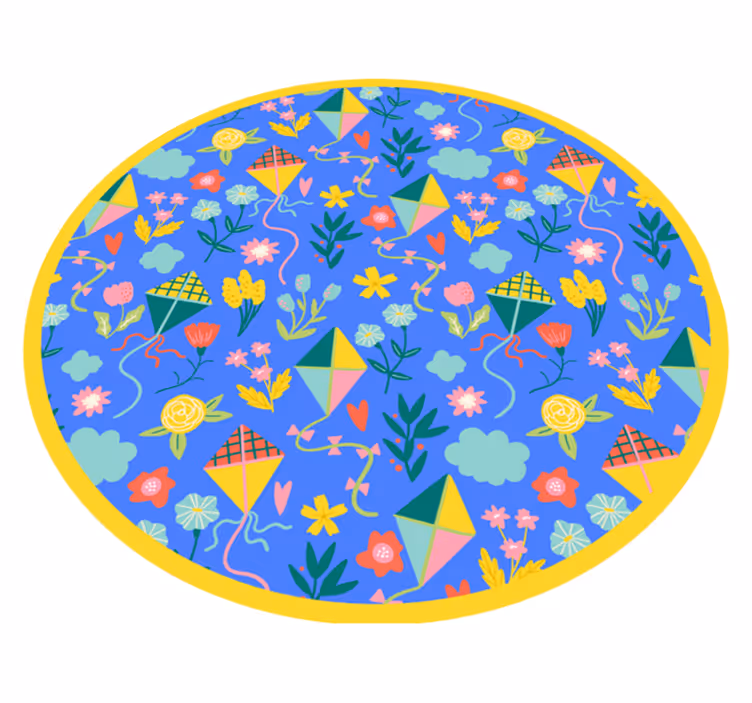 Botanical Kite Motif floral rug - TenStickers