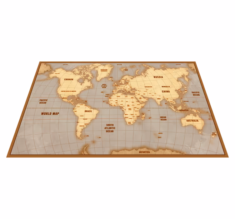 Vintage beige layout map rug - TenStickers