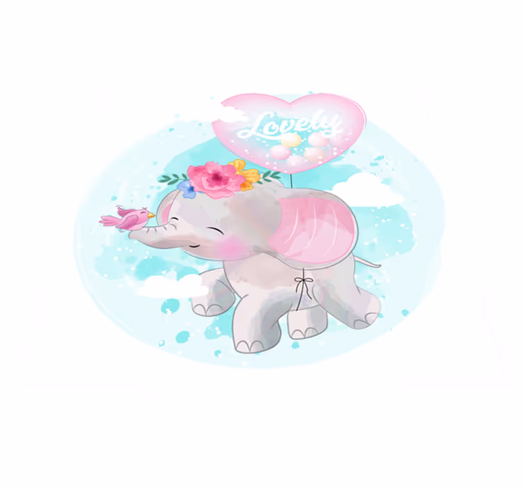 Childlike Elephant Illustration nursery rug - TenStickers