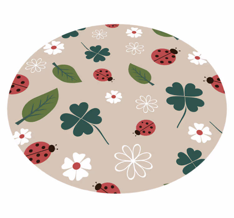 Springtime Ladybugs floral rug - TenStickers