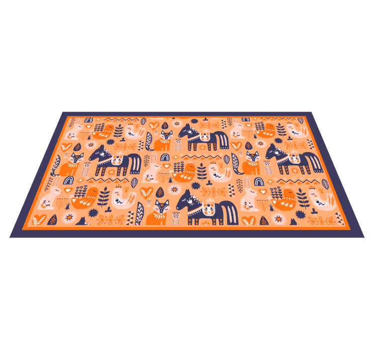 Nordic folk animals kids carpet - TenStickers