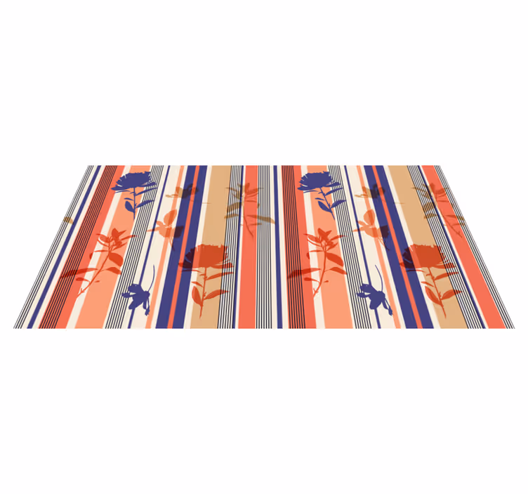 Floral rug with striped floral design - TenStickers