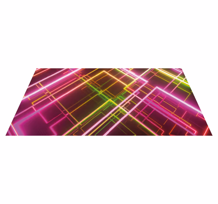 Modern rug in neon line art design - TenStickers