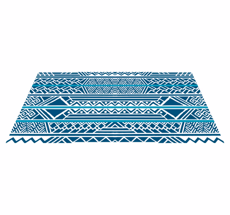 Teal blue stripes ethnic rug - TenStickers
