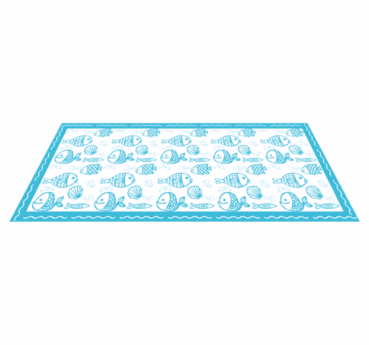 Blue aquatic animals kitchen mat - TenStickers