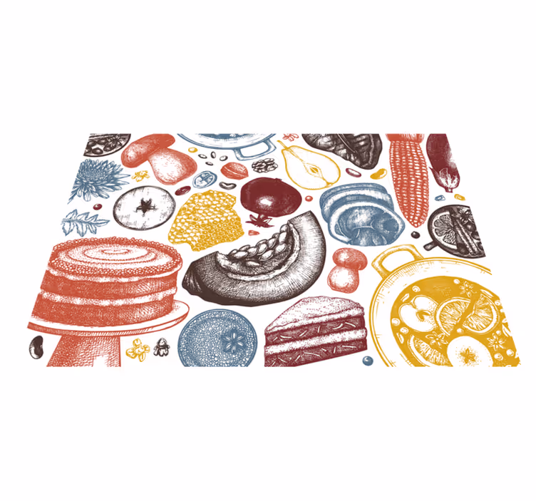 Culinary illustrations kitchen mat - TenStickers