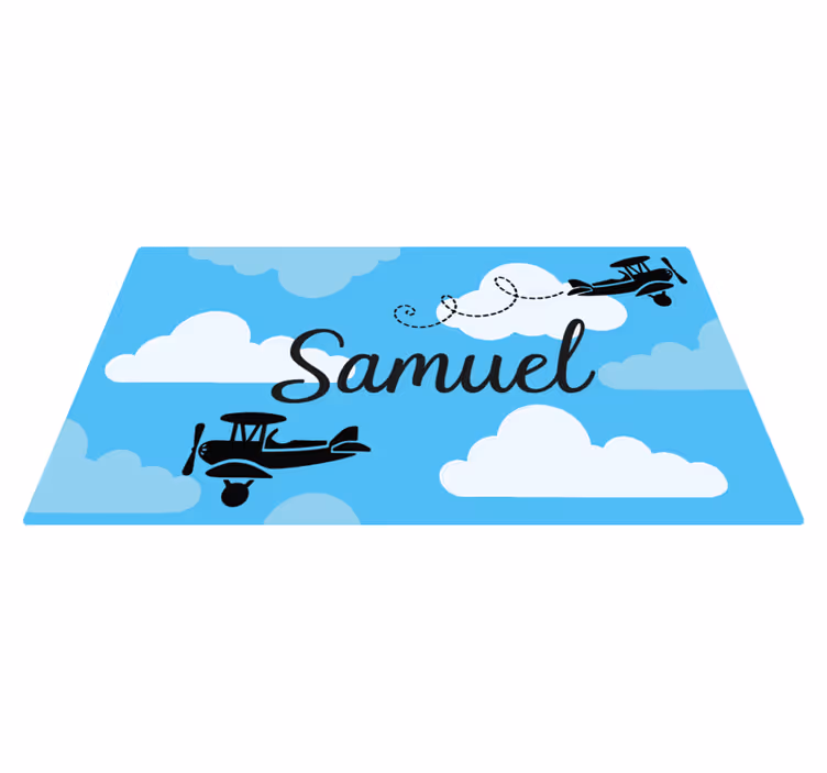 Sky planes with name kids rug - TenStickers