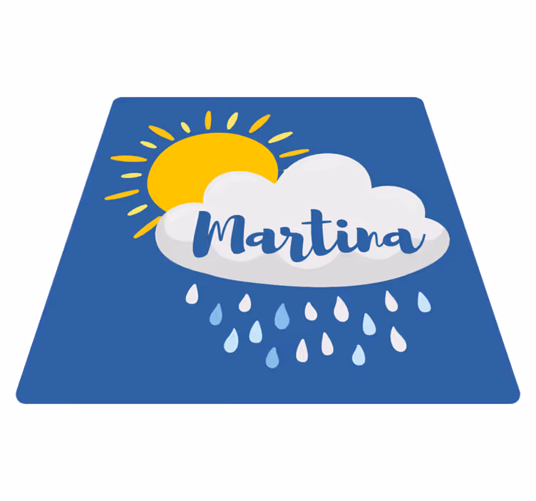 Rainy cloud with name kids rug - TenStickers