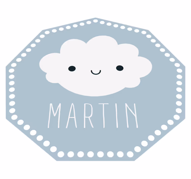 Grey cloud with name nursery rug - TenStickers