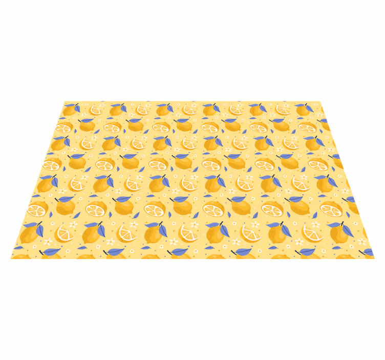 Lemon pattern delight kitchen mat - TenStickers