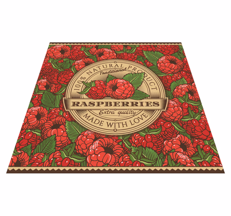 Raspberry floral pattern kitchen mat - TenStickers