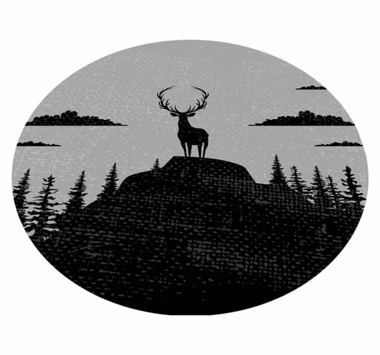 Majestic Deer Silhouette nature rug - TenStickers