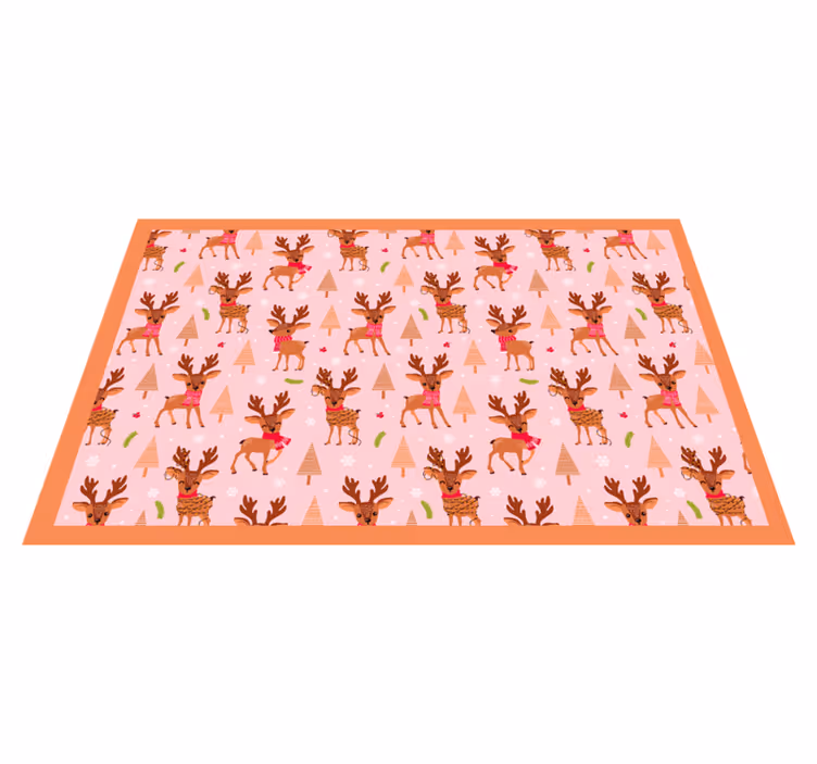 Reindeer pink theme christmas rug - TenStickers
