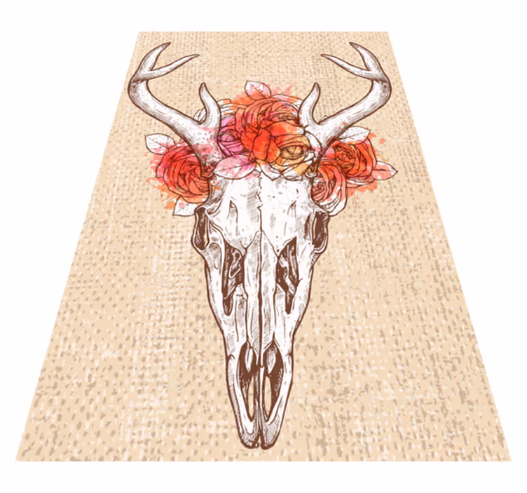 Skull floral arrangement animal mat - TenStickers