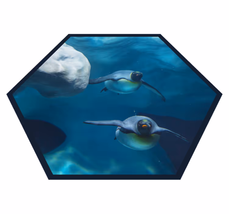 Penguin swimming scene animal mat - TenStickers
