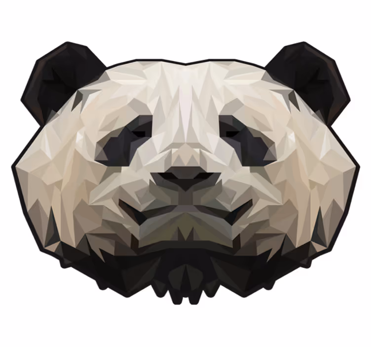 Geometric panda face animal mat - TenStickers