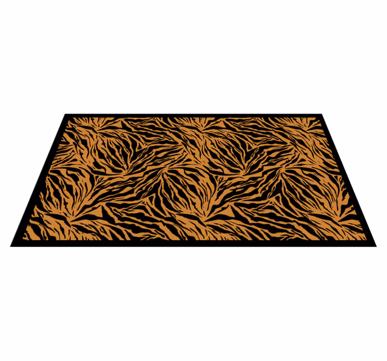Orange tiger print animal print vinyl rug - TenStickers
