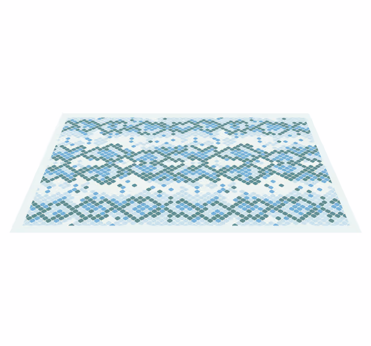 Blue tiled design mosaic rug - TenStickers