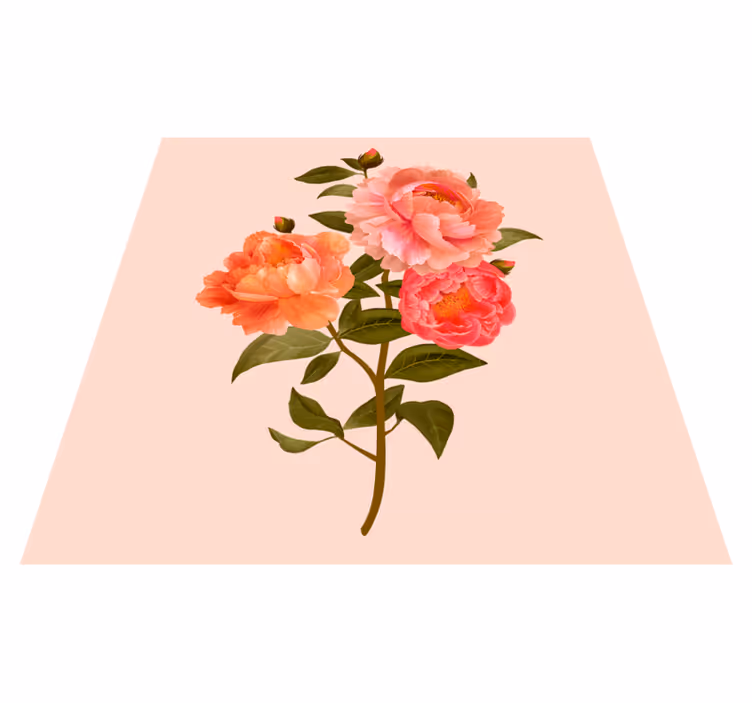 Peony arrangement floral rug - TenStickers