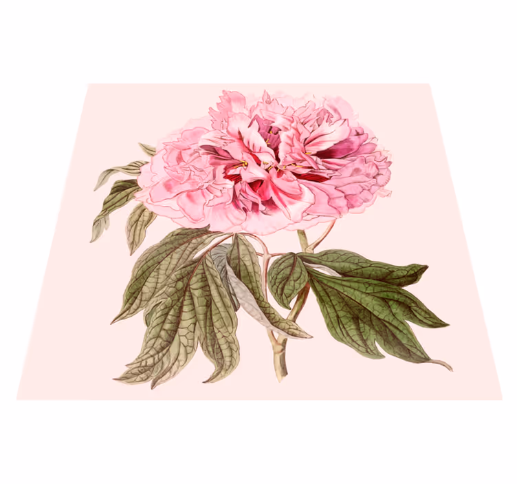 Pink Peony Blossom floral rug - TenStickers