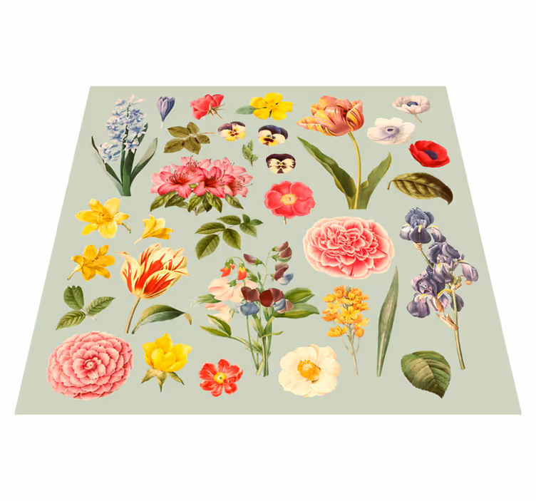 Floral Botanical Assortment floral rug - TenStickers