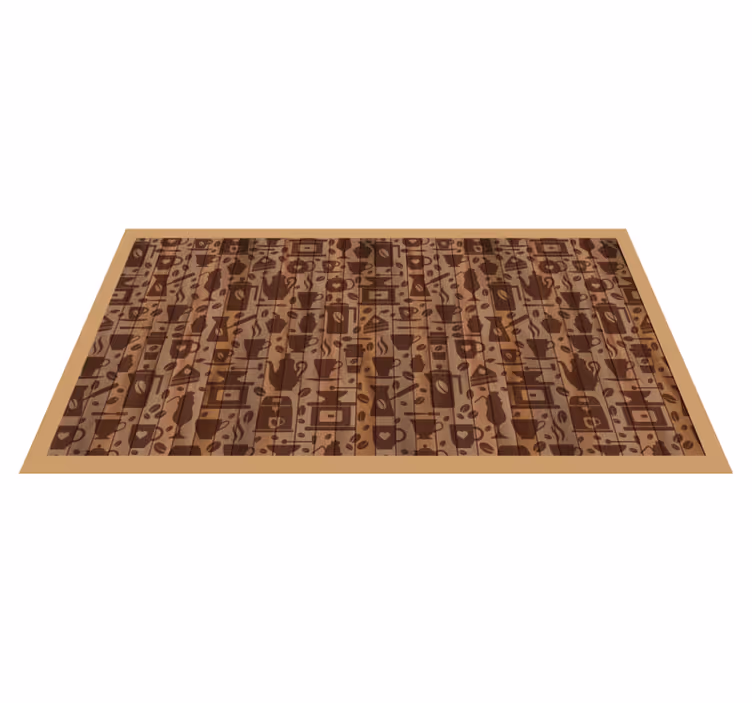 Coffee cup patterns kitchen mat - TenStickers