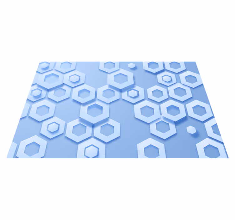 Hexagonal Blue Pattern geometric rug - TenStickers