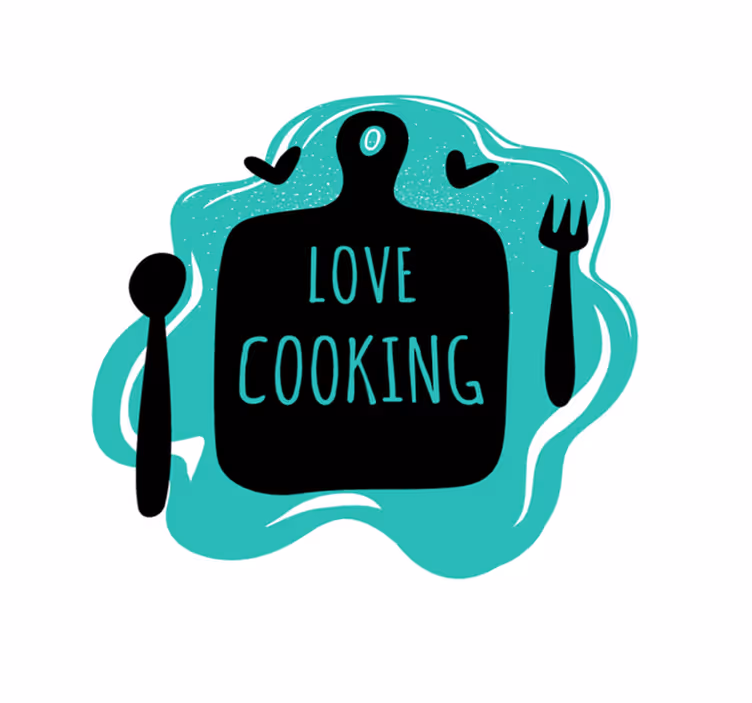 Cutting board love cooking kitchen mat - TenStickers