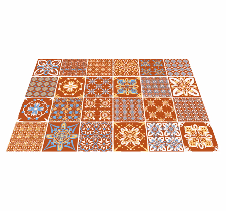 Orange mosaic tile carpet - TenStickers