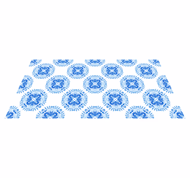 Azure Blossom Elements mosaic rug - TenStickers