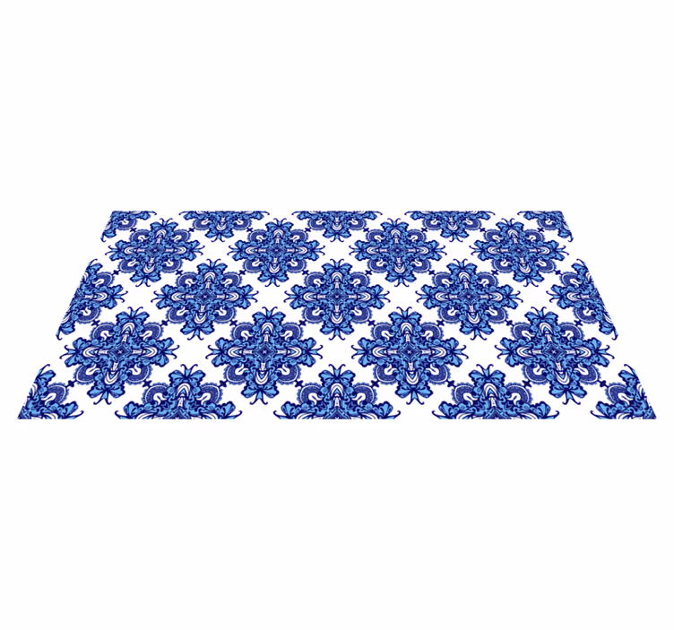 Intricate blue motif mosaic rug - TenStickers