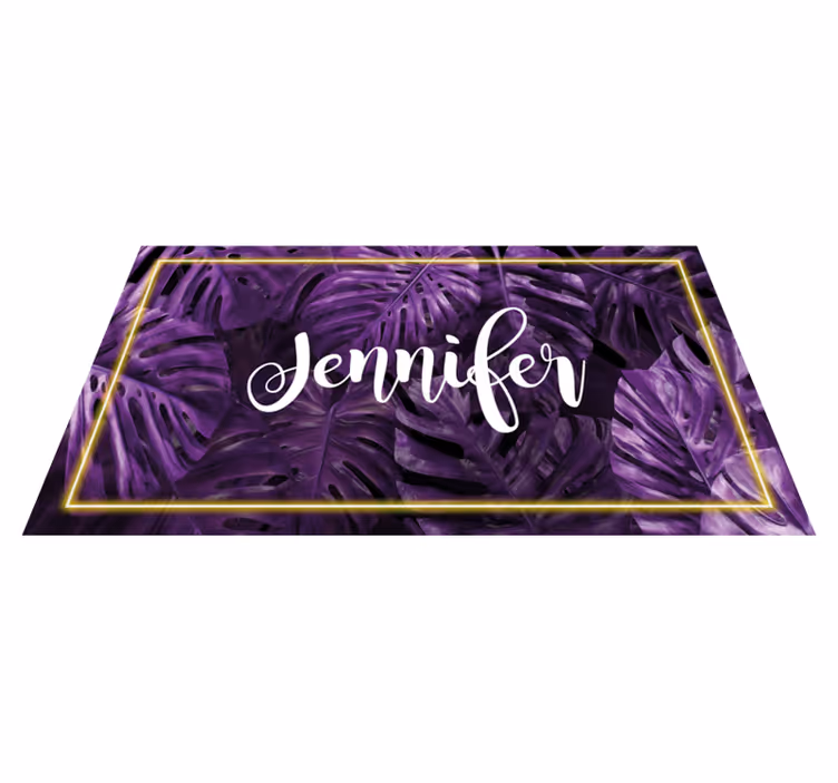 Purple monstera with name bedroom carpet - TenStickers