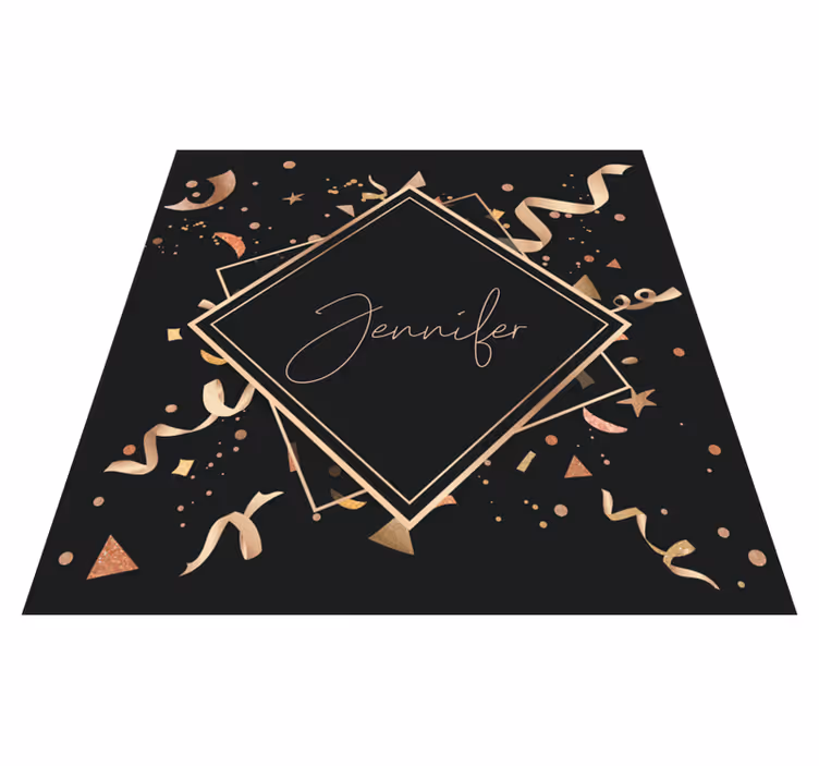 Gold confetti with name teenage bedroom rug - TenStickers