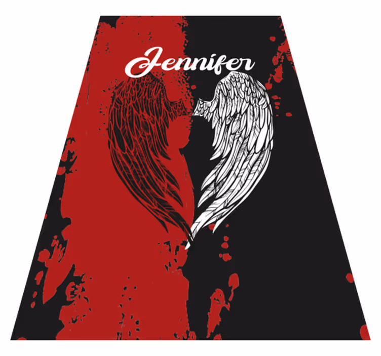 Heart wings with name teenage bedroom rug - TenStickers