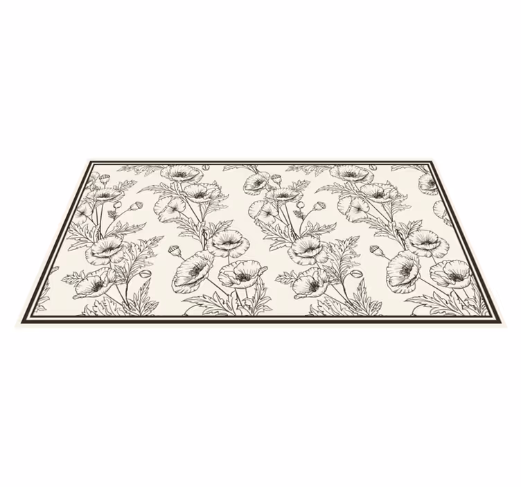 Floral outline pattern living room rug - TenStickers