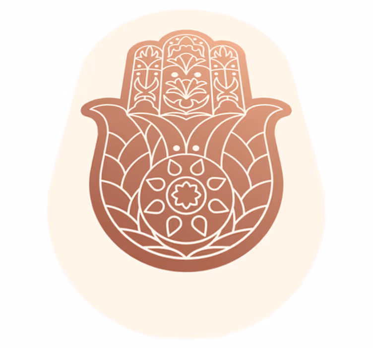 Beige Hand of  Fatima mandala rug - TenStickers