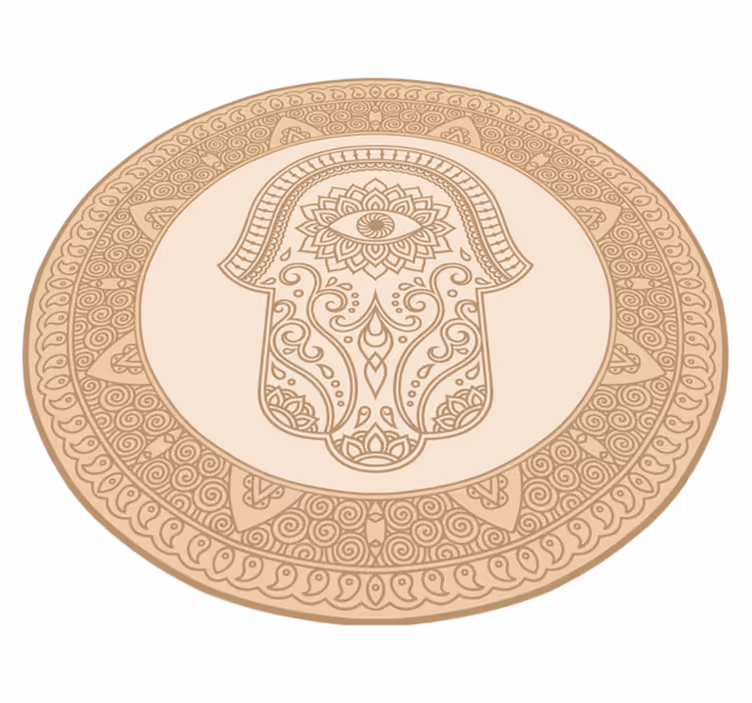Beige mandala hand of Fatima ethnic vinyl rug - TenStickers