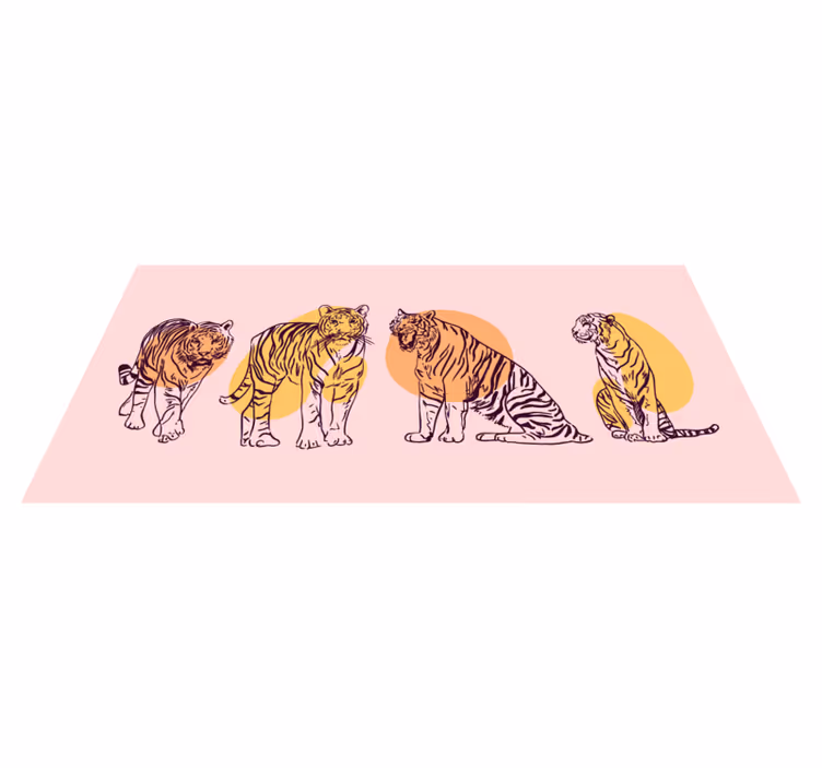 Framed tiger illustration animal mat - TenStickers