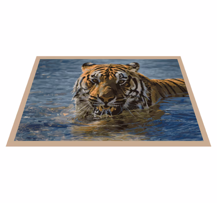 Tiger in the water animal mat - TenStickers