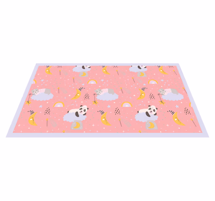 Clouds on pink background kids rug - TenStickers