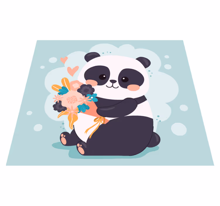 PANDA WITH FLOWERS kids carpet - TenStickers