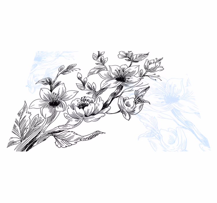 Azure Blossom Concept floral rug - TenStickers