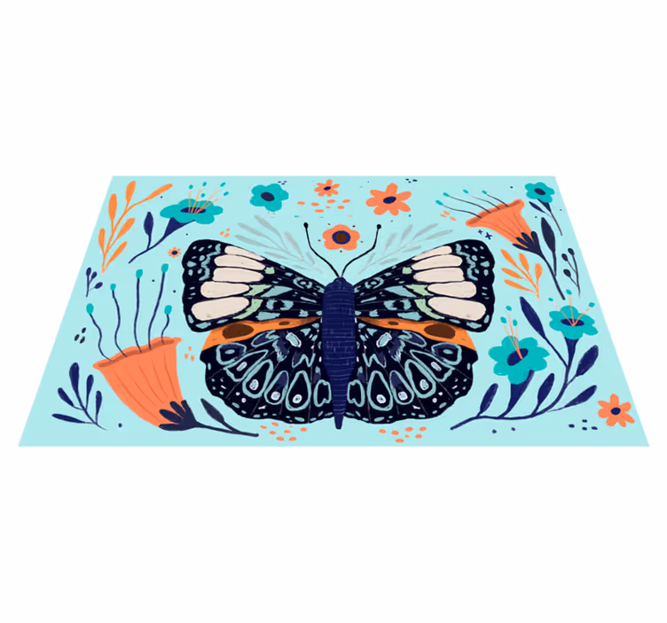 Butterflies and leafs nature vinyl rug - TenStickers